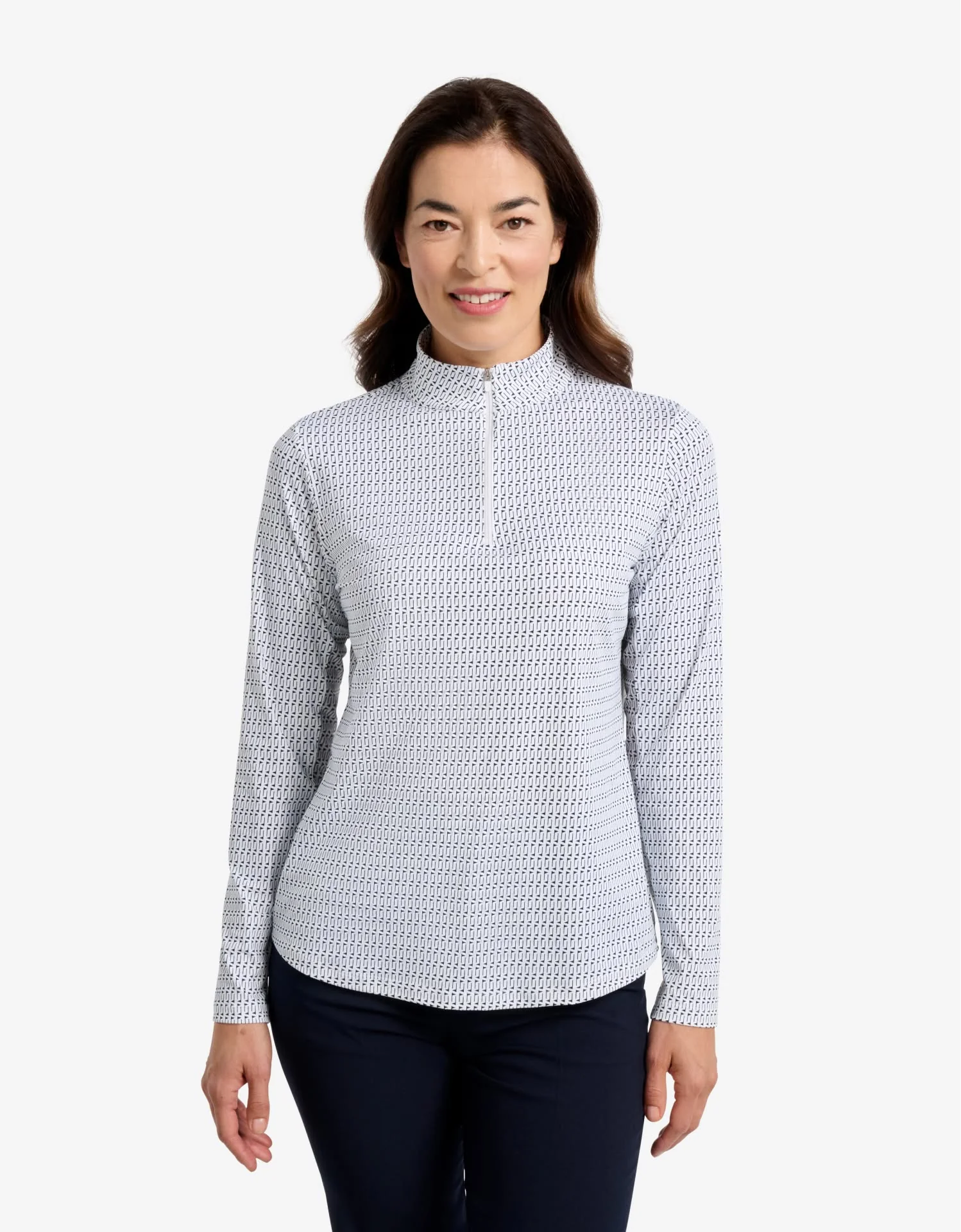 Long Sleeve Printed Quarter Zip Top UPF 50+