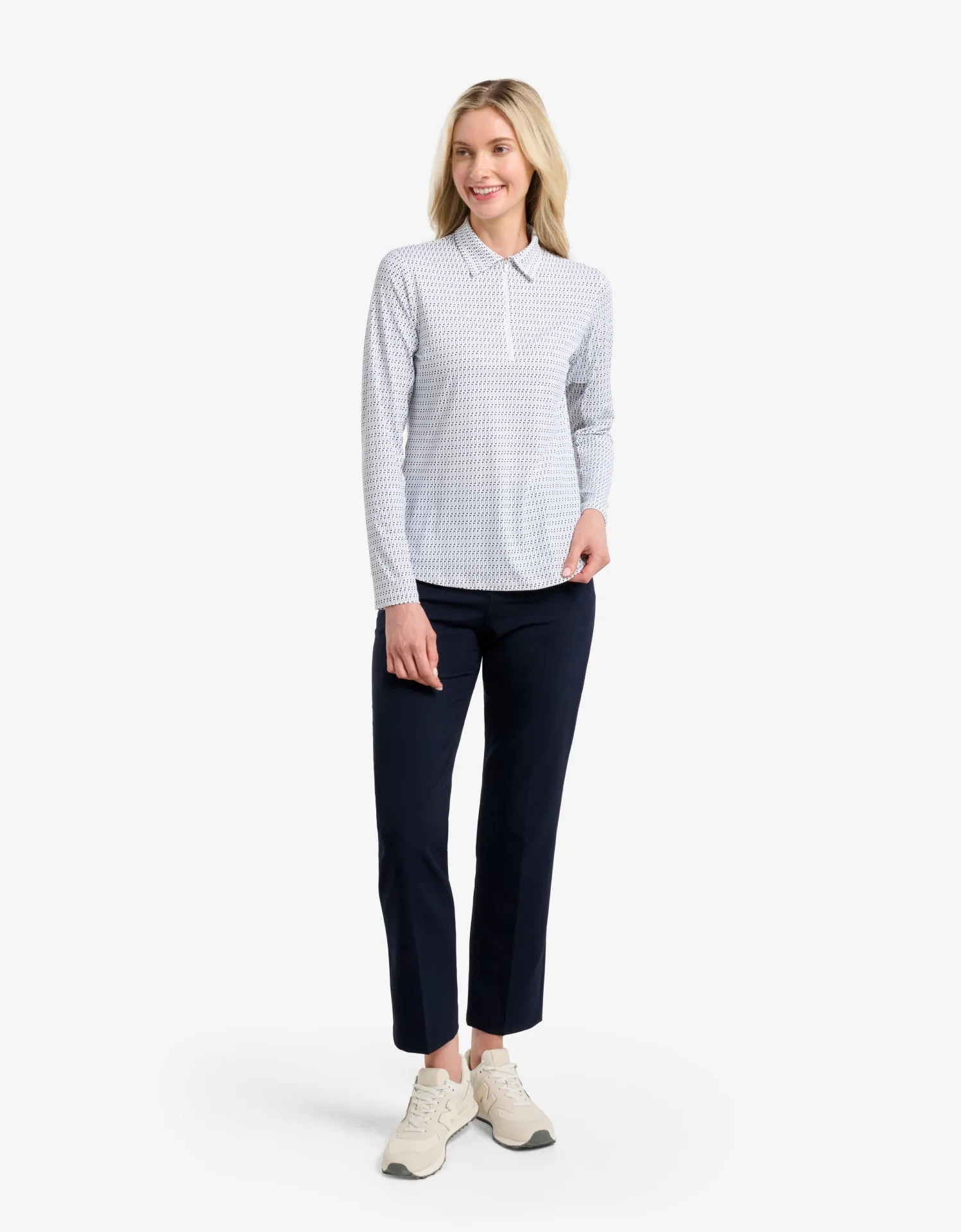 Long Sleeve Printed Zip Polo Shirt UPF 50+ - Image 4