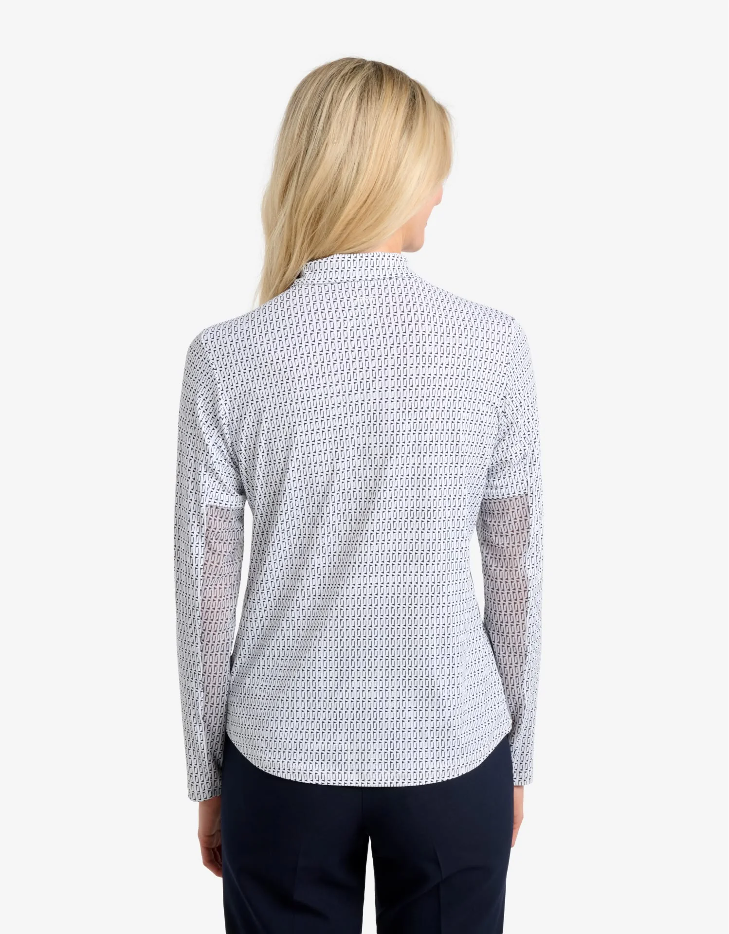 Long Sleeve Printed Zip Polo Shirt UPF 50+ - Image 6