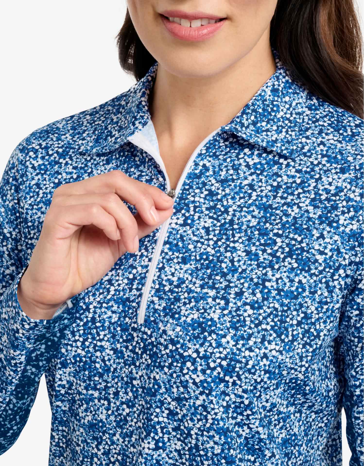 Long Sleeve Printed Zip Polo Shirt UPF 50+ - Image 4